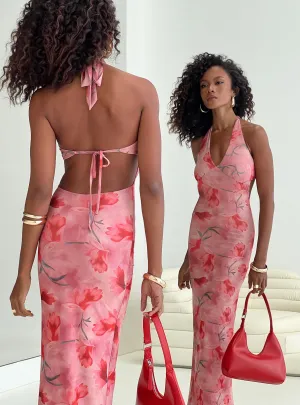 Whether worn for a casual day out or an evening event this maxi dress always looks chic Maillard Halter Maxi Dress Pink