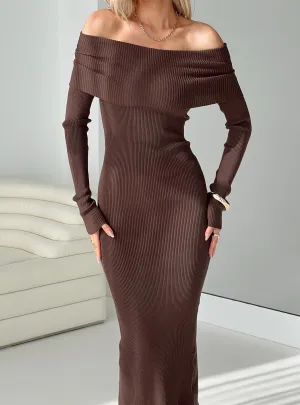Phylis Off The Shoulder Maxi Dress Chocolate Day Warm