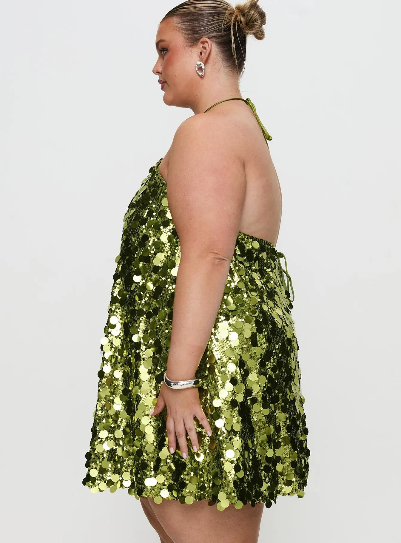 Fluorescents Halter Mini Dress Green Curve Flirty Design