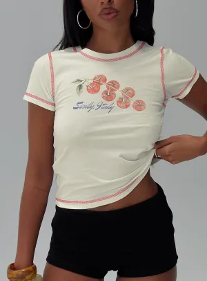 Light Style Trend Siciliy Graphic Top Cream