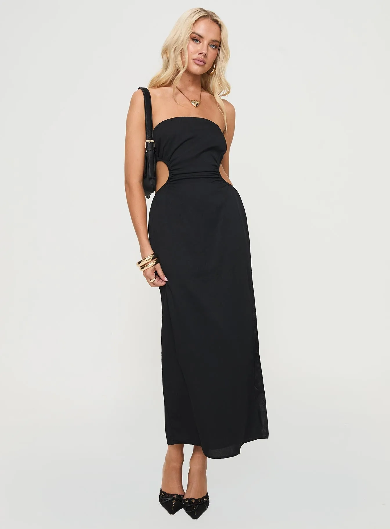 Tailor Strapless Maxi Dress Black Versatile event attire Organza Glow