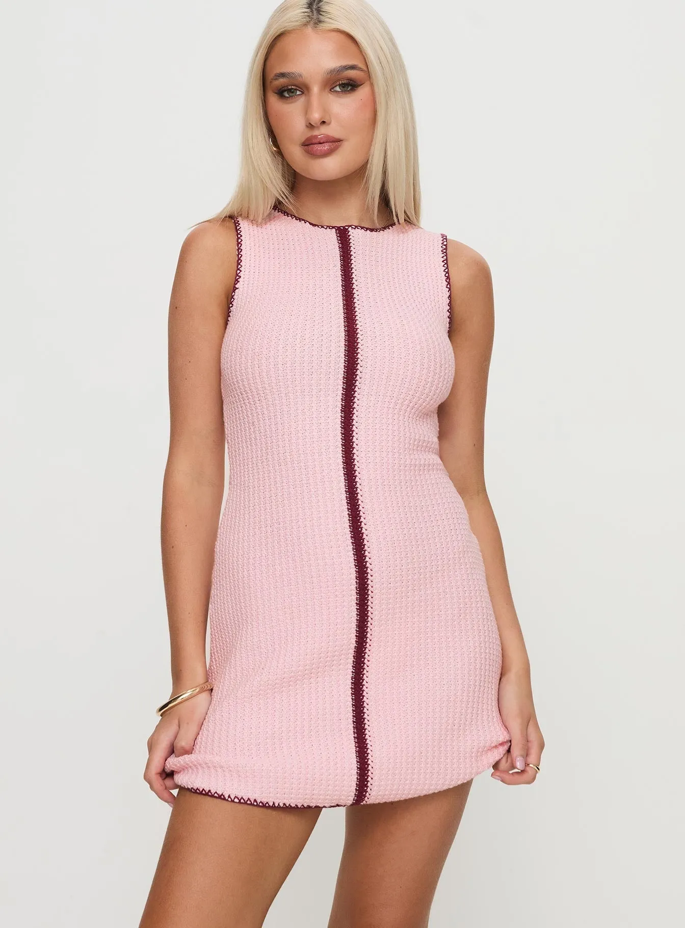 Party Light Heat Glow Carlisha Knit Mini Dress Pink / Red