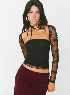 Ashwood Two Piece Lace Bolero Top Black Low Impact Hypoallergenic Textile Friction Resistant Edges