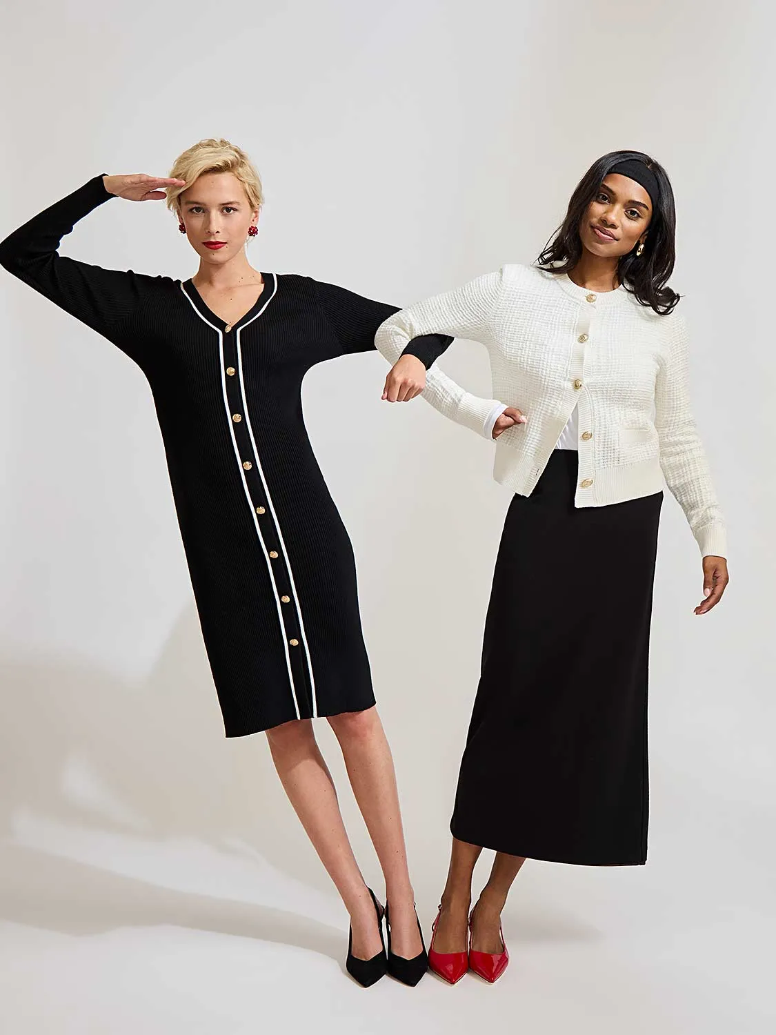 Contrast Piping Midi Sweater Dress Chic Traveler