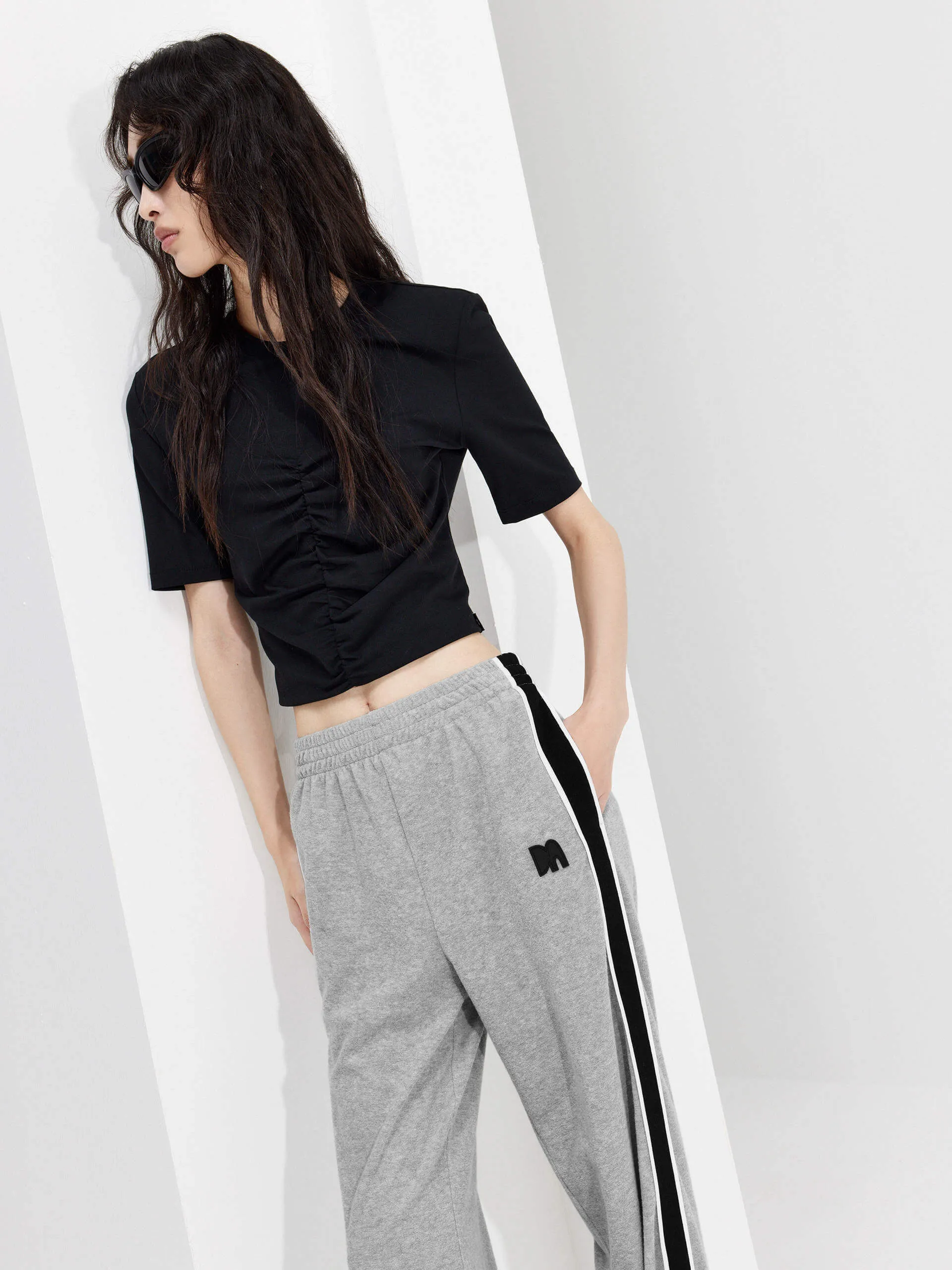 Eco Friendly Material Front Pleated Cotton T-shirt