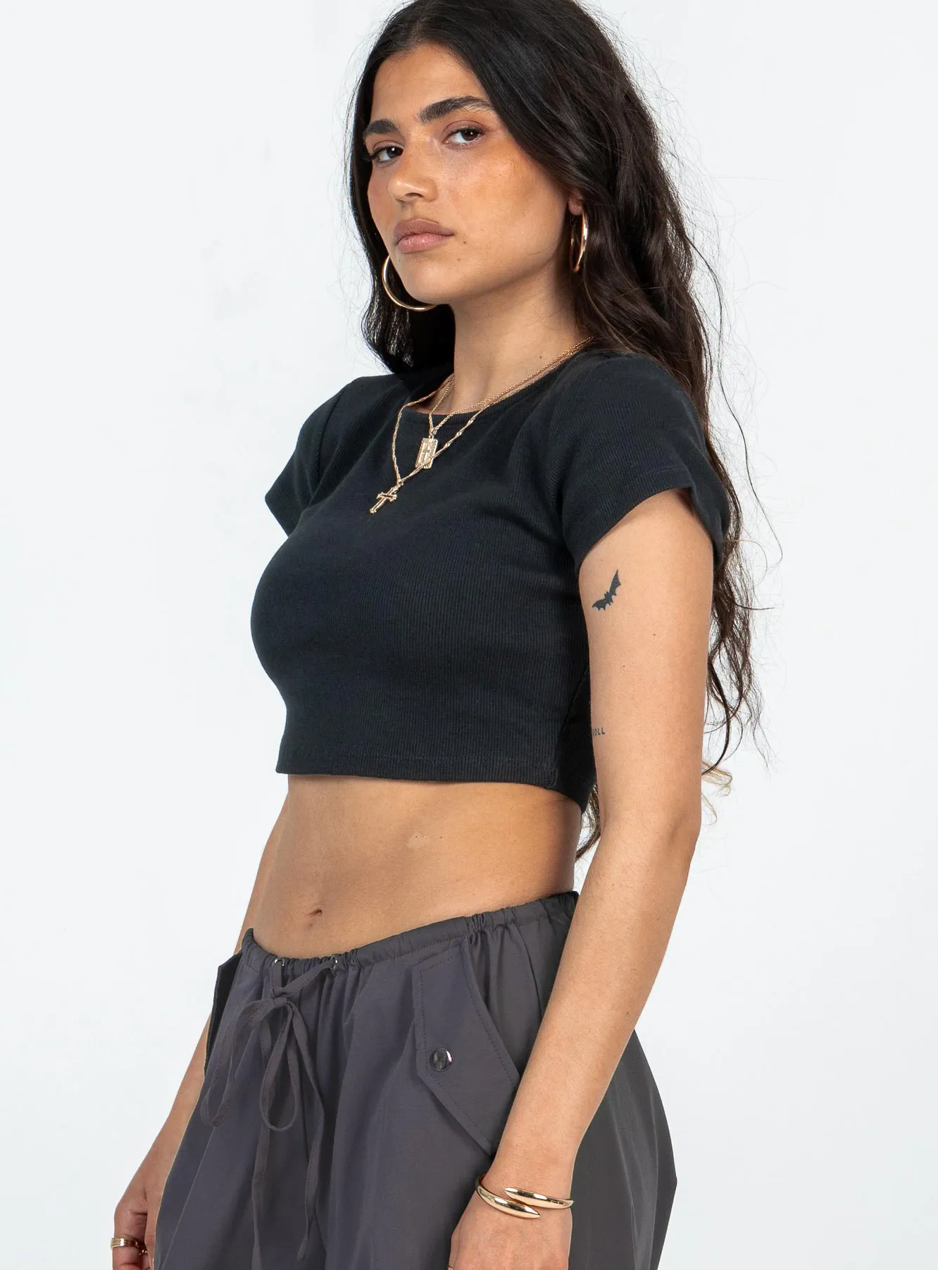 Classic Crop Tee Black Petite Everyday Style Outdoor Smart