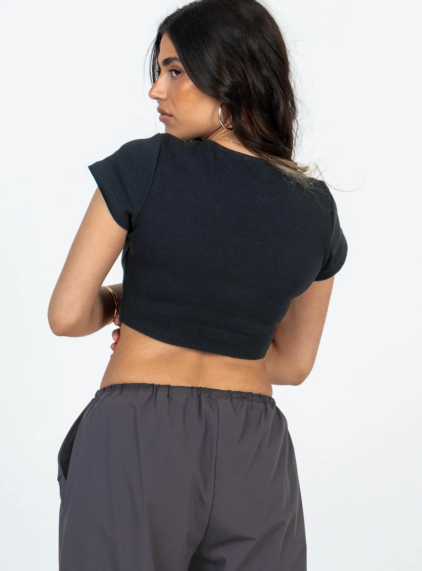 High-End Quality Classic Crop Tee Black Petite