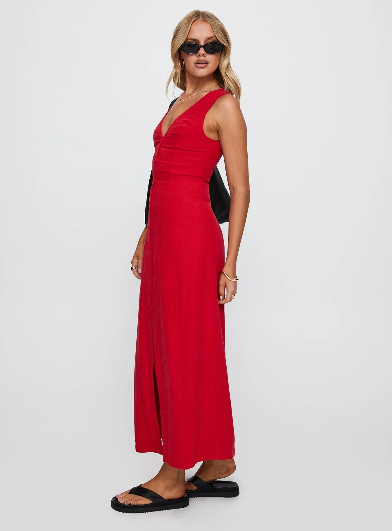 Summer Season Linen Blend Maxi Dress Red Coast Path Queen Vibe