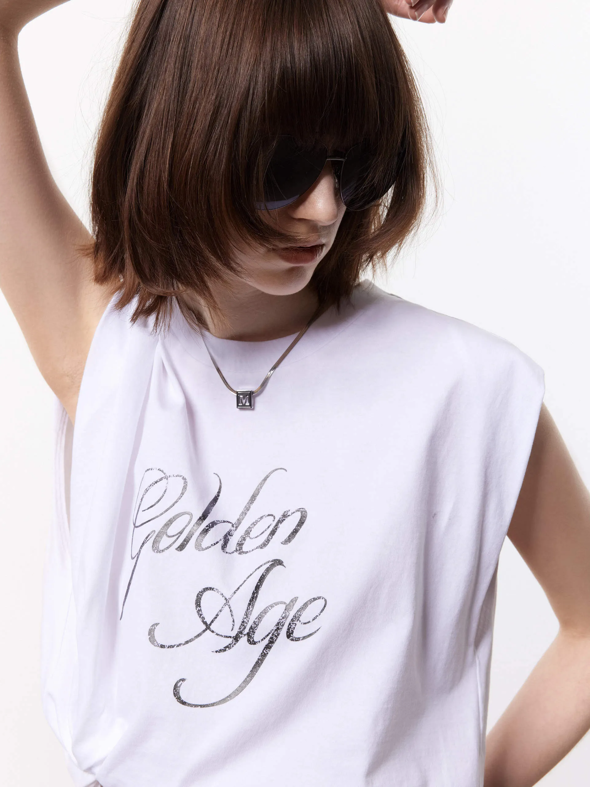 Seasonal Casual Street Smart Sleeveless Letter Print T-shirt