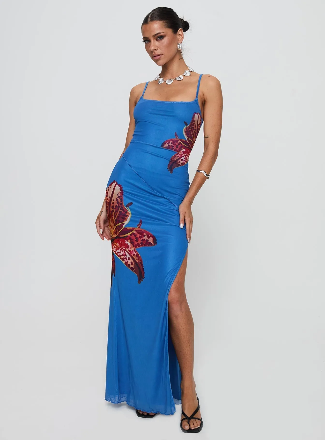 Denim Glow Bespoke Maxi Dress Blue