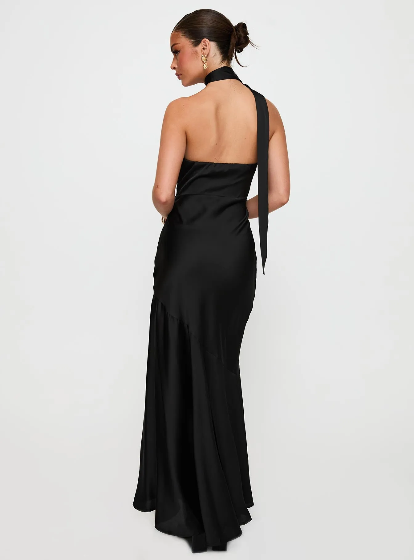 Elixaire Scarf Maxi Dress Black Comfortable night dress