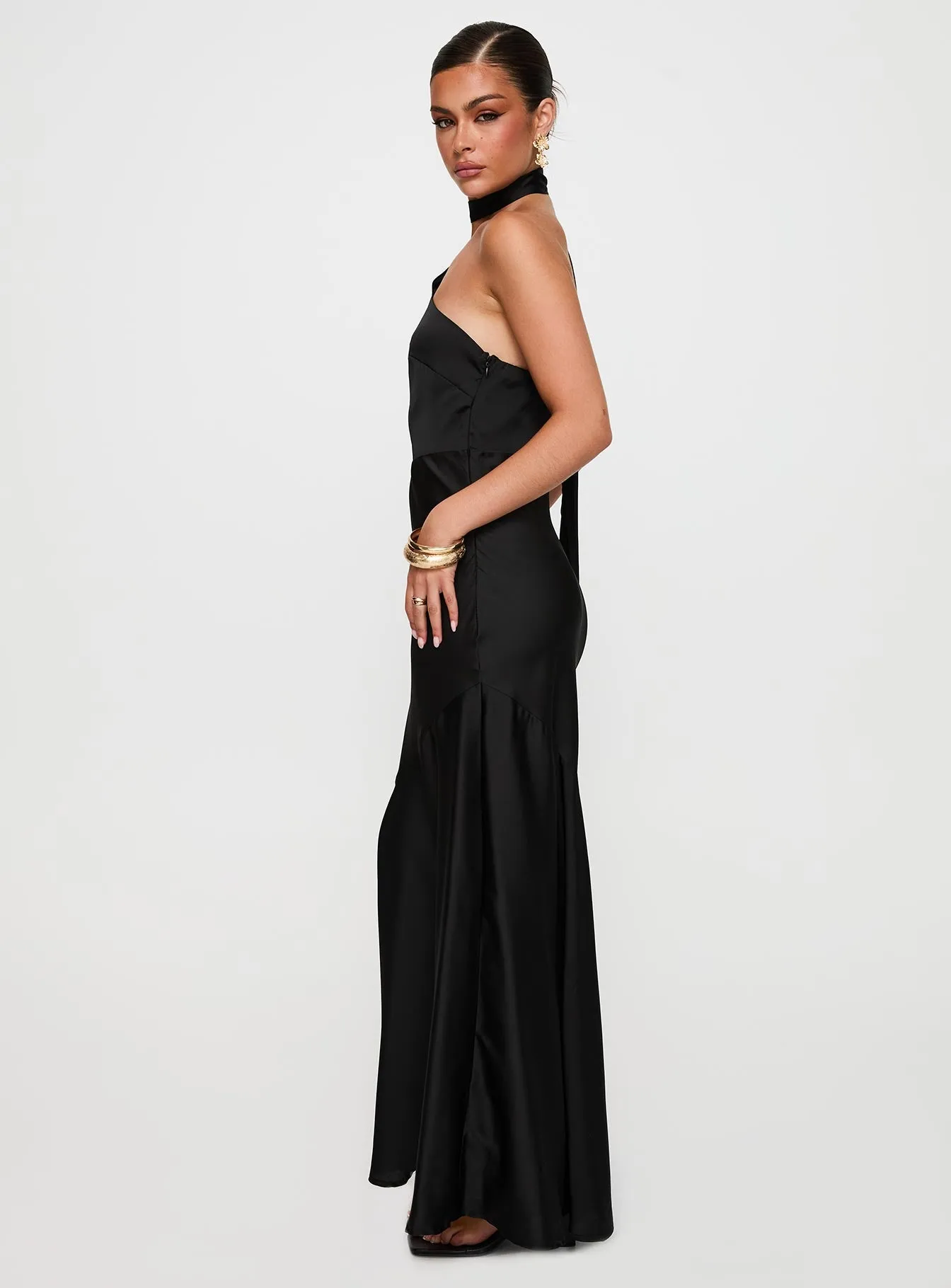 Elixaire Scarf Maxi Dress Black Denim Glow Hall Glow