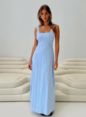 Dasha Maxi Dress Blue Cliff View This dress creates a flattering silhouette while remaining breathable and comfortable