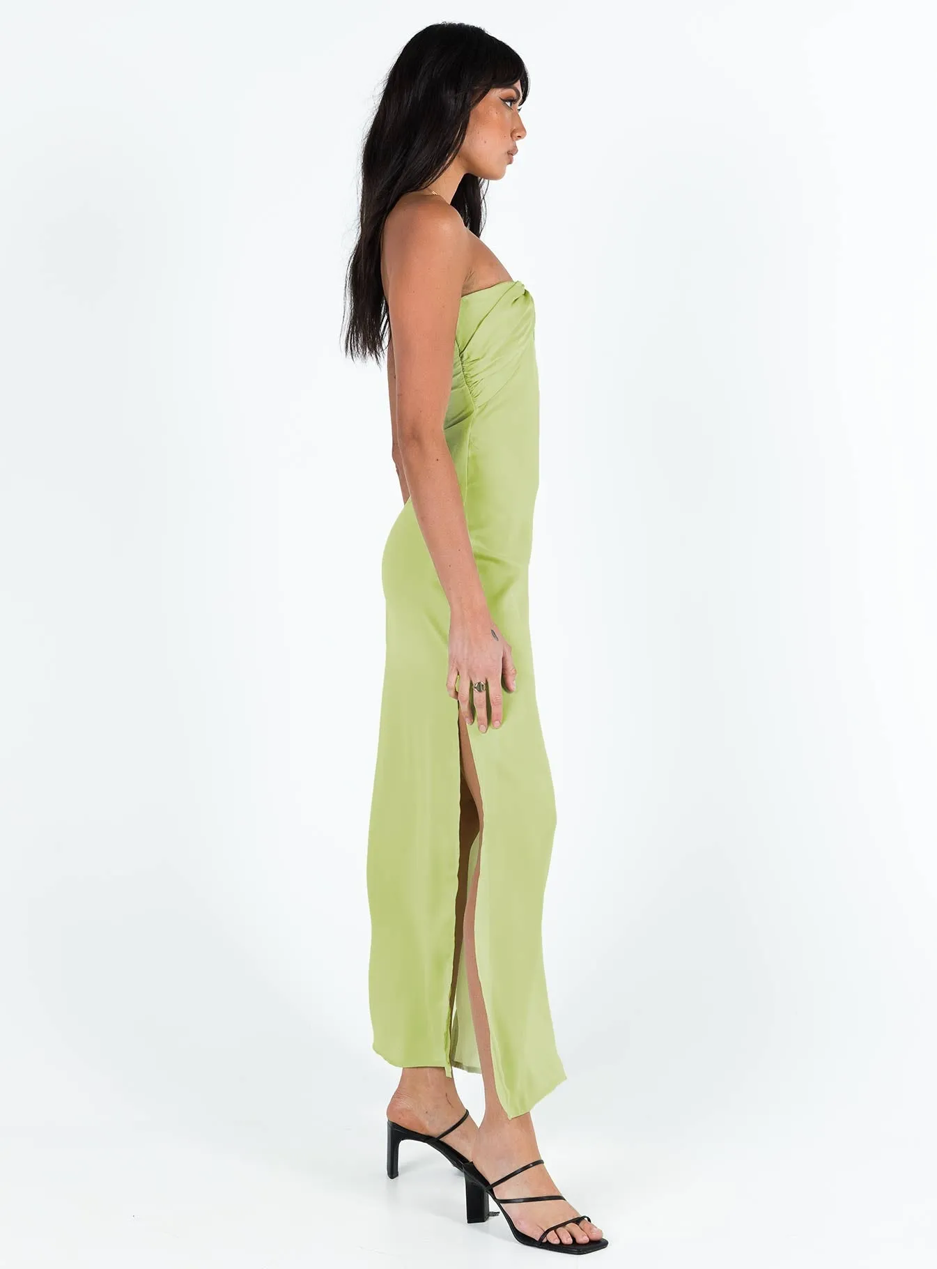 Irena Strapless Maxi Green Wind Proof Shimmer Light