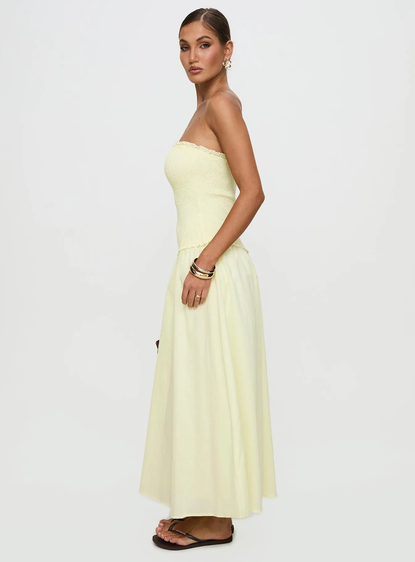 Tinsie Strapless Maxi Dress Yellow Night Calm