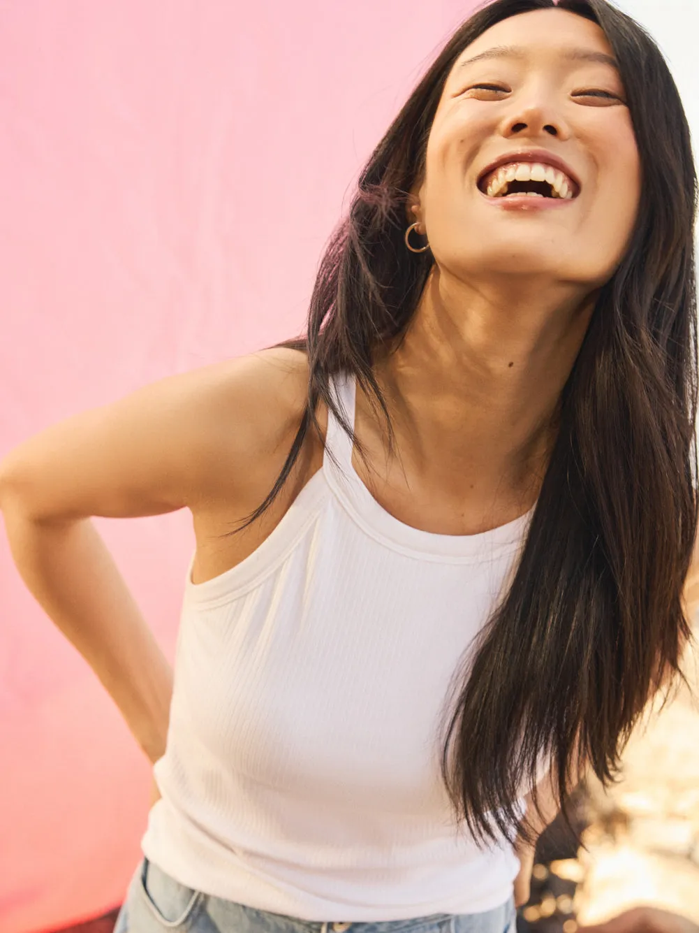 Ribbed Halter Tank Top Organza Fit