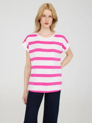 MoistureControl Fabric Striped Cuffed Dolman Sleeve Top