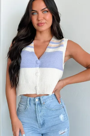 Operator - trained Play It Smart Colorblock Sweater Vest Top (Ivory/Lavender Multi)