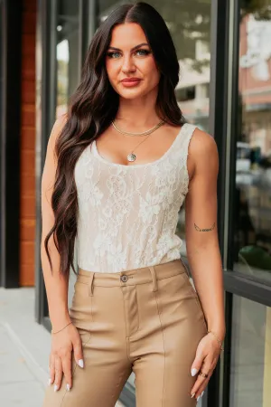 Bloomed For You Sleeveless Lace Bodysuit (Cream) Relaxed fit style