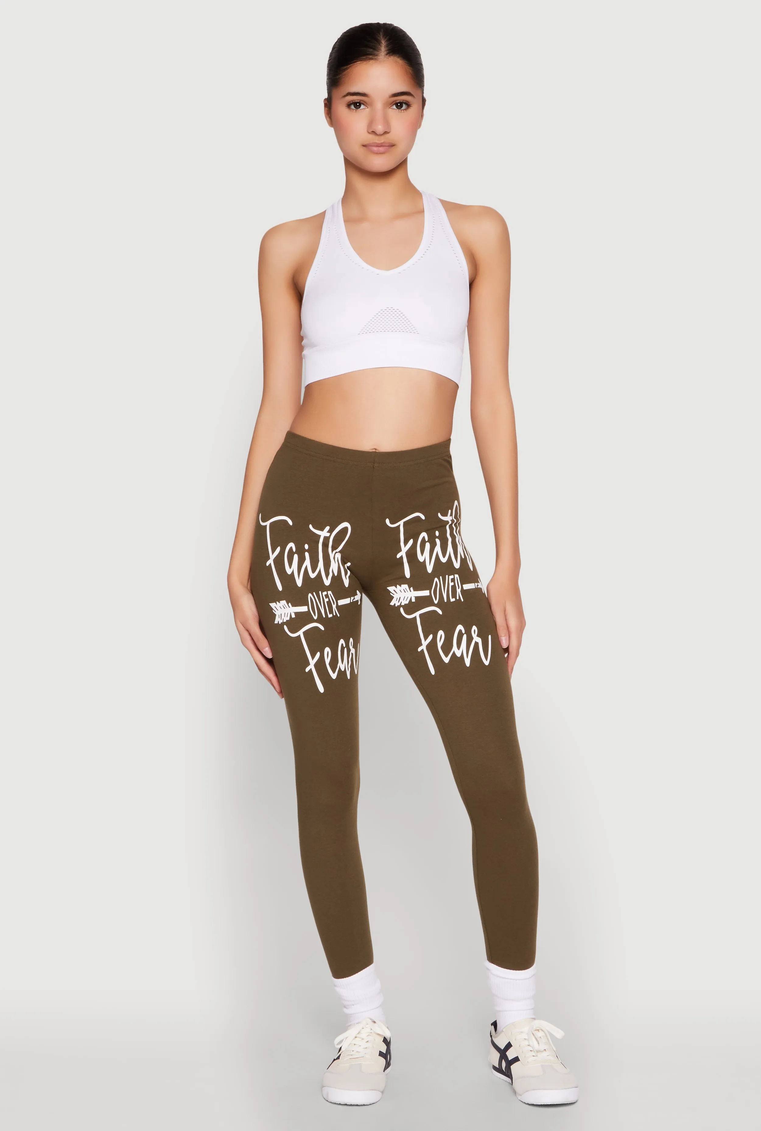 Faith Over Fear Leggings Luxury Choice Durable Stitch