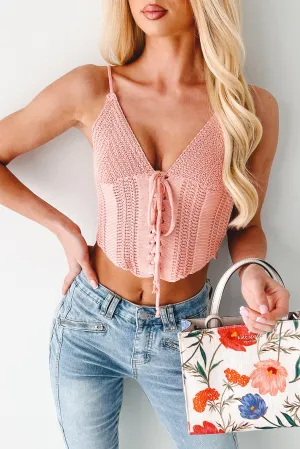 Lips That Linger Lace Up Crochet Cami Top (Apricot) Thermal Regulation Weave