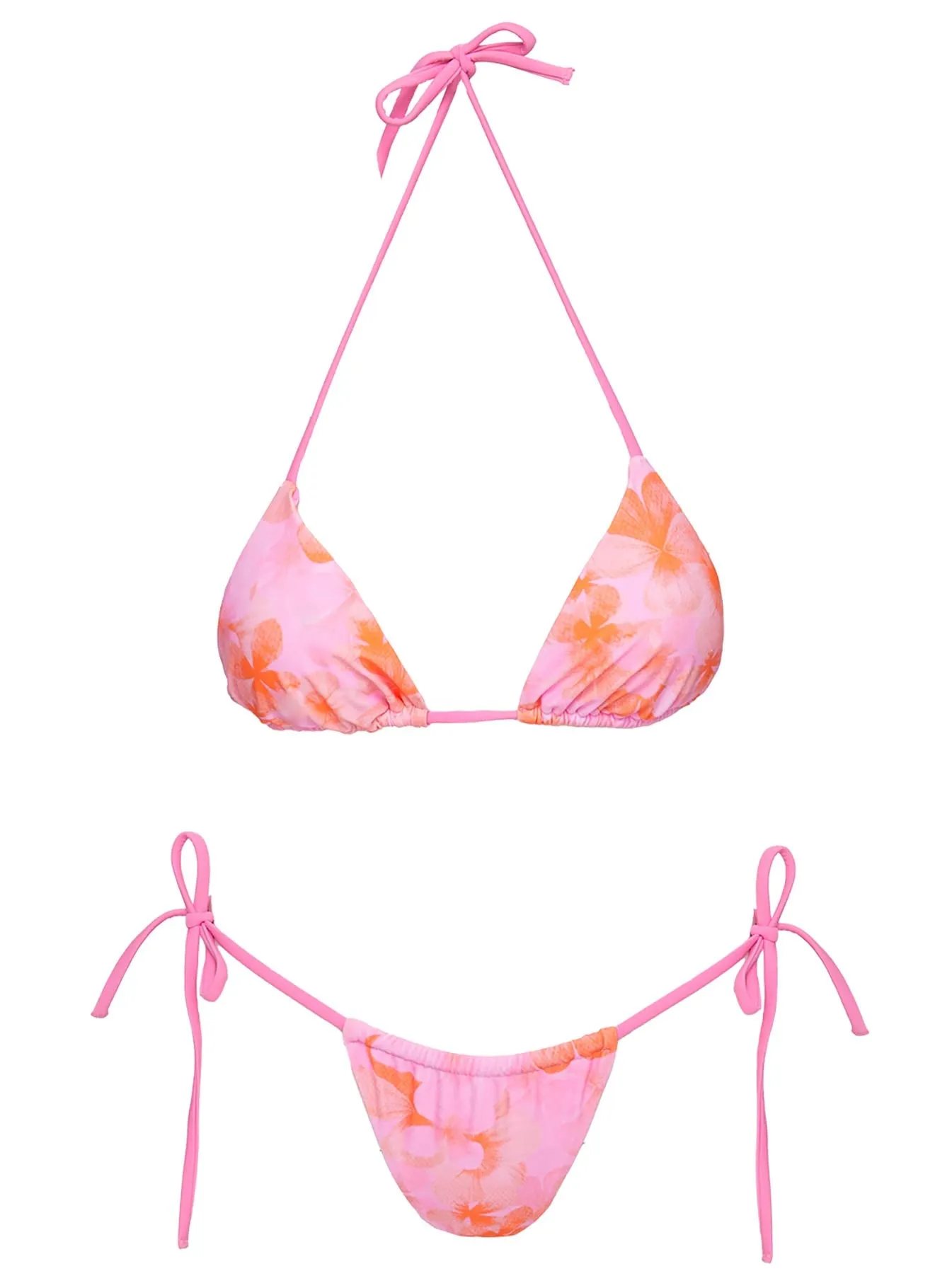Jenner Triangle Bikini Top Pink Floral Supportive Cradle Design
