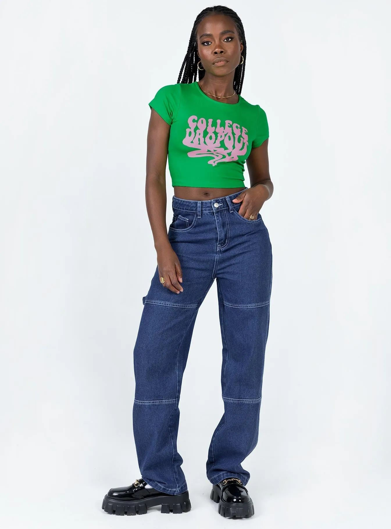 College Dropout Tee Green Cozy and Comfortable Cool and Chic