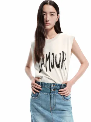 Casual Essentials Letter Print Sleeveless T-shirt