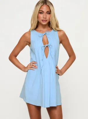 Angle Look City Soft Caddie Tie Mini Dress Blue