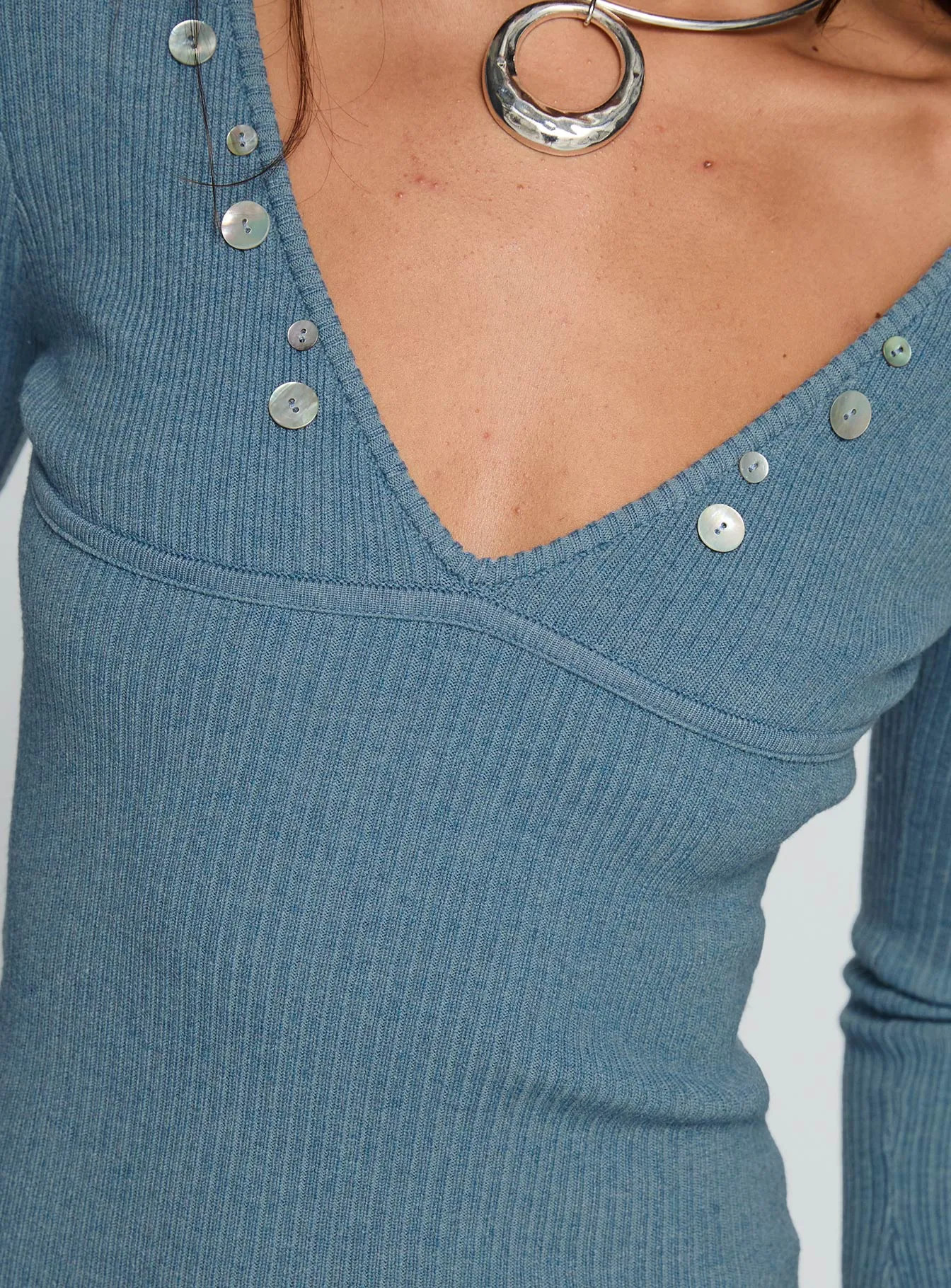 Strike Out Long Sleeve Mini Dress Steel Blue Heat Beat Scene Pop