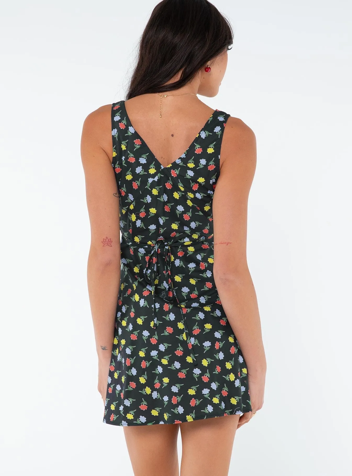Party Edge Uniform Drape Nellie Mini Dress Black / Multi Floral