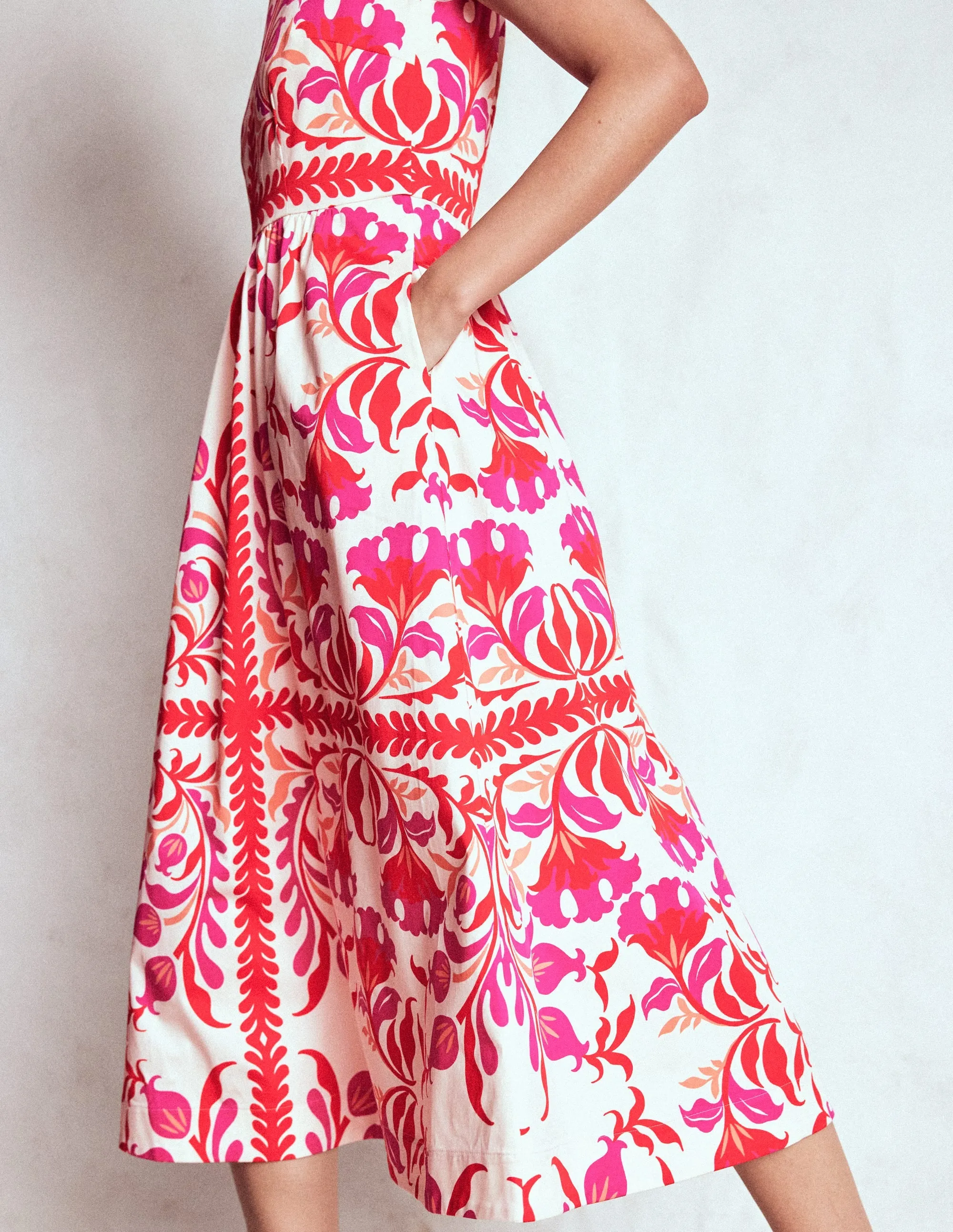 Lauren Cotton Midi Dress-Poppy Red, Elaborate Flora Sapphire Light Daywear Option