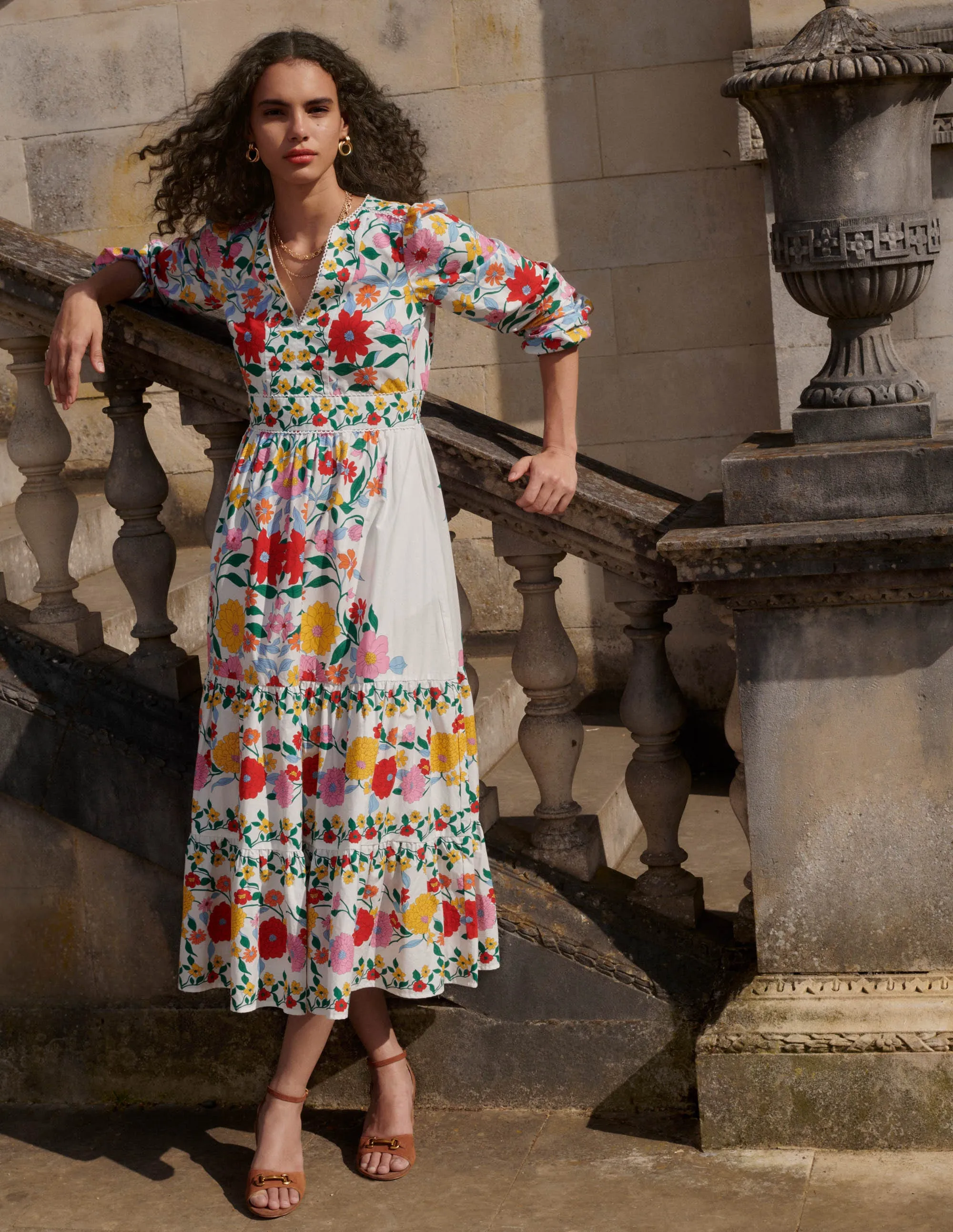 Playful and feminine dress Tea Garden Violet Midi Dress-Multi, Dahlia Trail