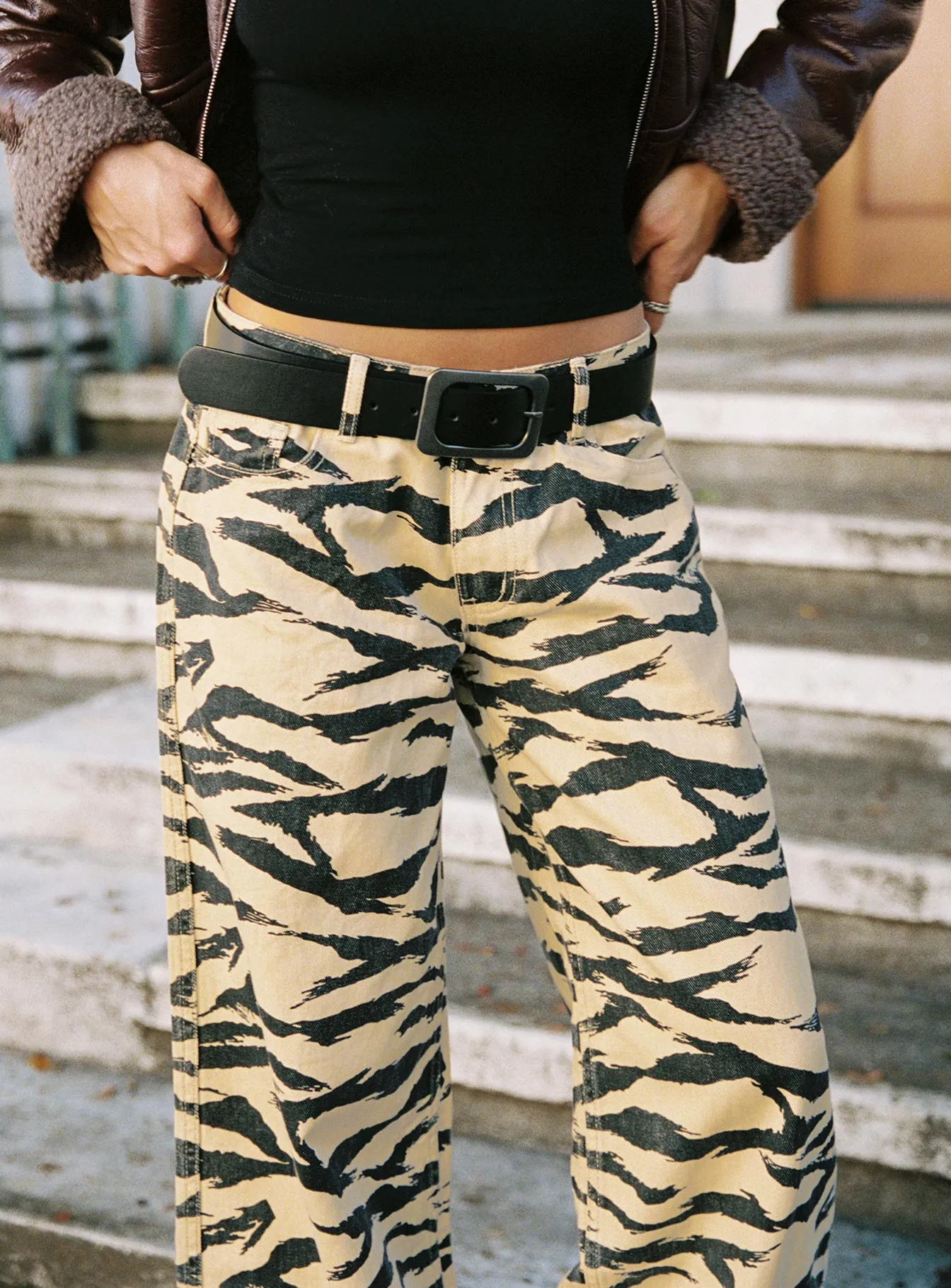 Fit Focus Ramos Low Rise Wide Leg Jeans Tiger