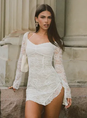 Light Fit Trendy Wear Aubriella Lace Mini Dress White