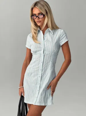 Motley Mini Dress Blue / White Stripe Star Edge Cozy Wear
