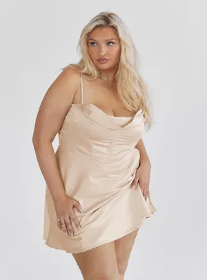 Glow Mood Light Rush Spotlight Mini Dress Champagne Curve
