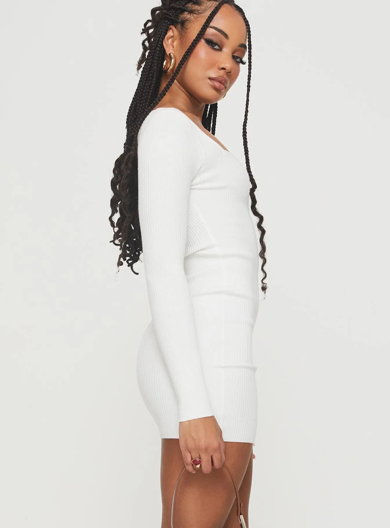 Zaatar Long Sleeve Mini Dress White Lightweight mini dress Charming Look