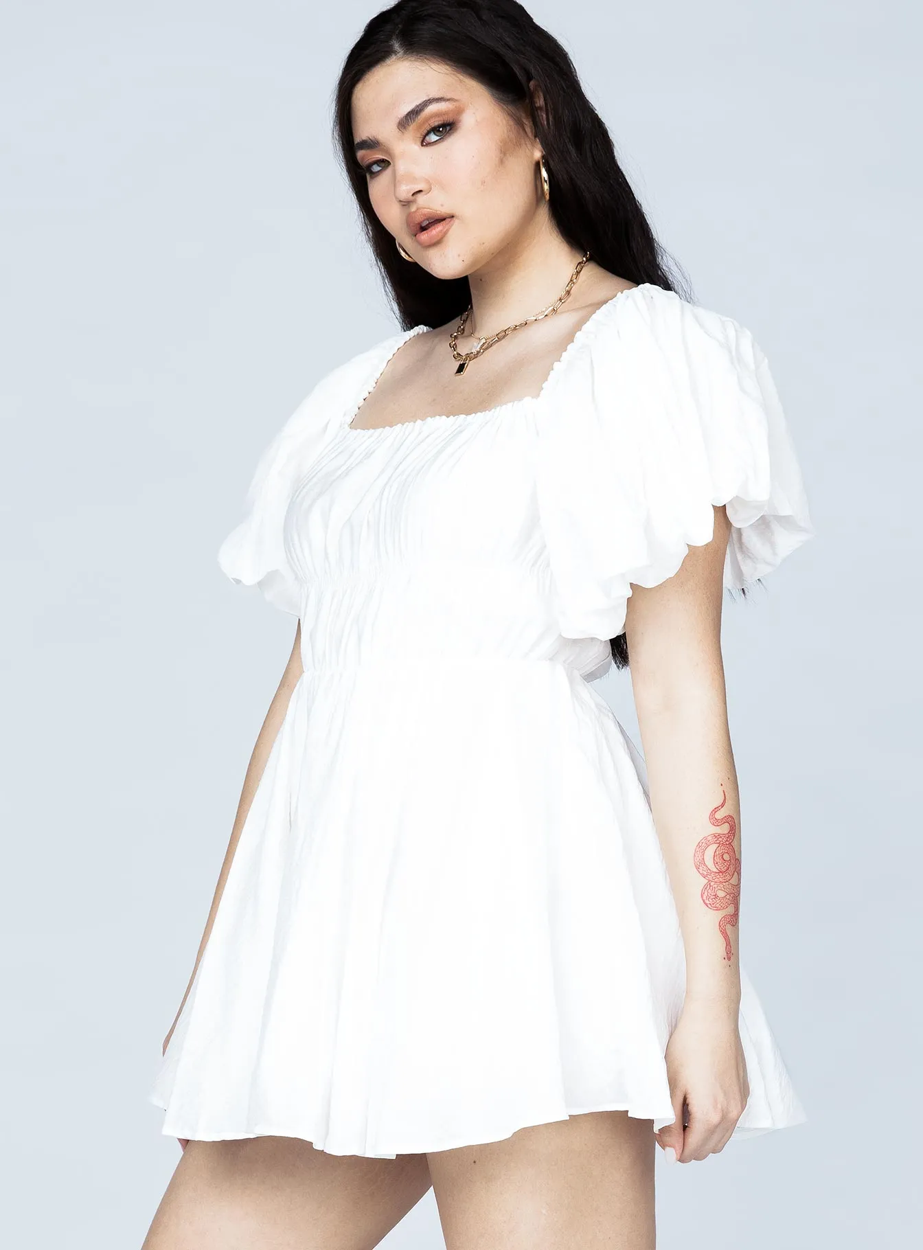 Halton Mini Dress White Tiered Design