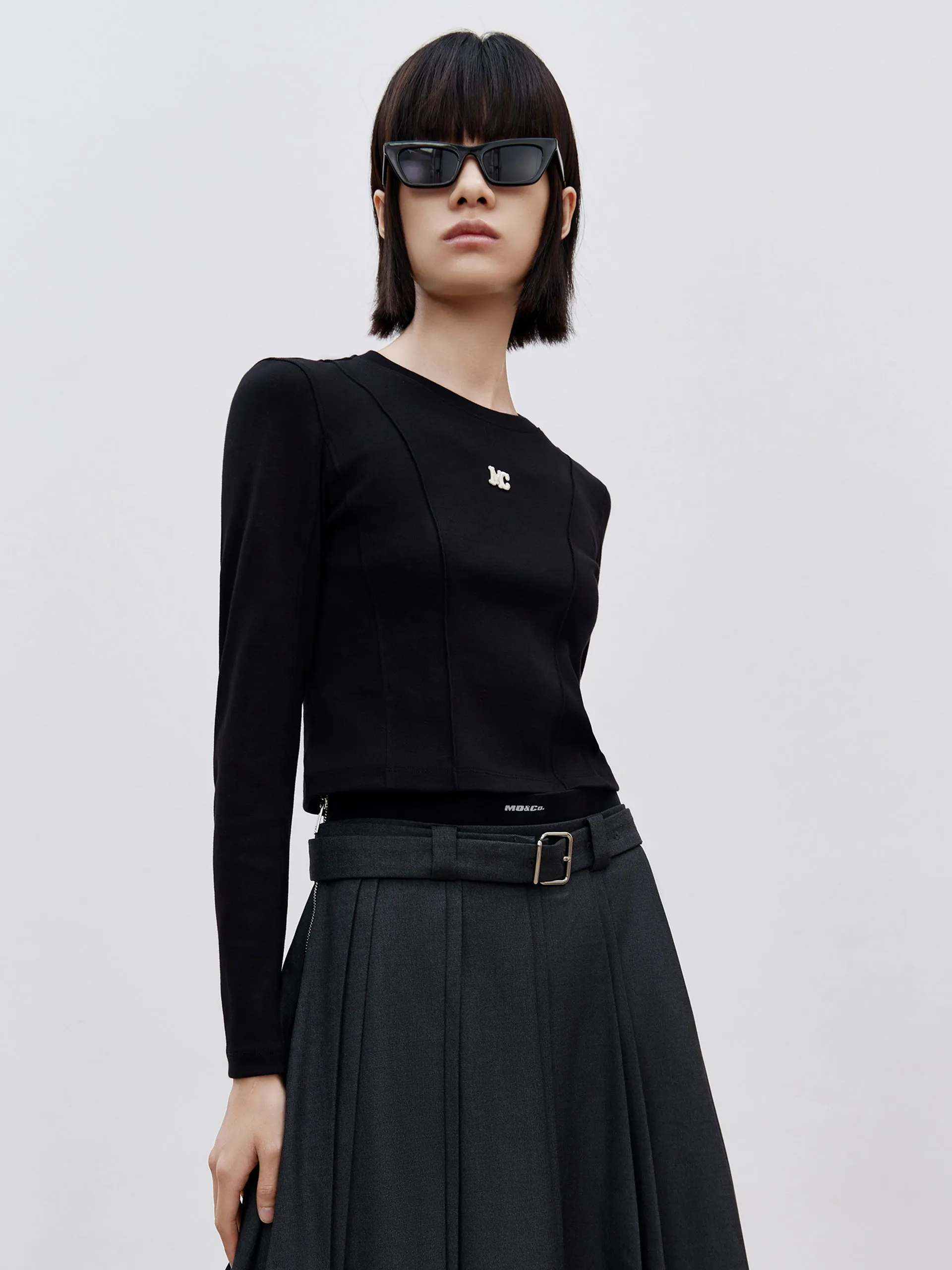 Cropped Long Sleeve T-Shirt Casual Chic Look