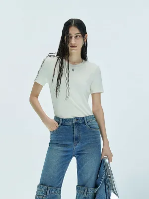 Round Neck Knitted T-shirt Chic Look comfortable top