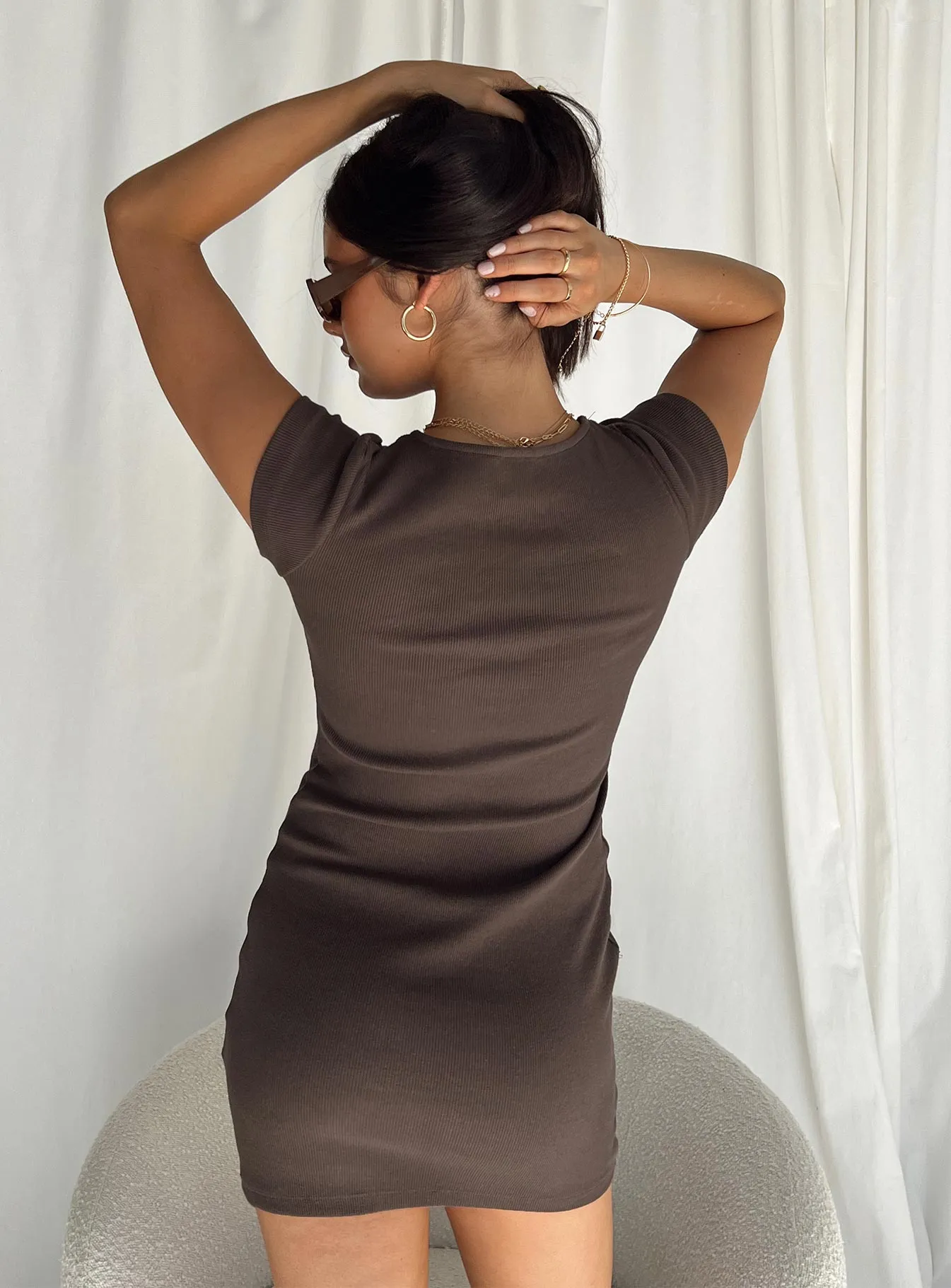 Classic Mini Dress Brown Party Glow