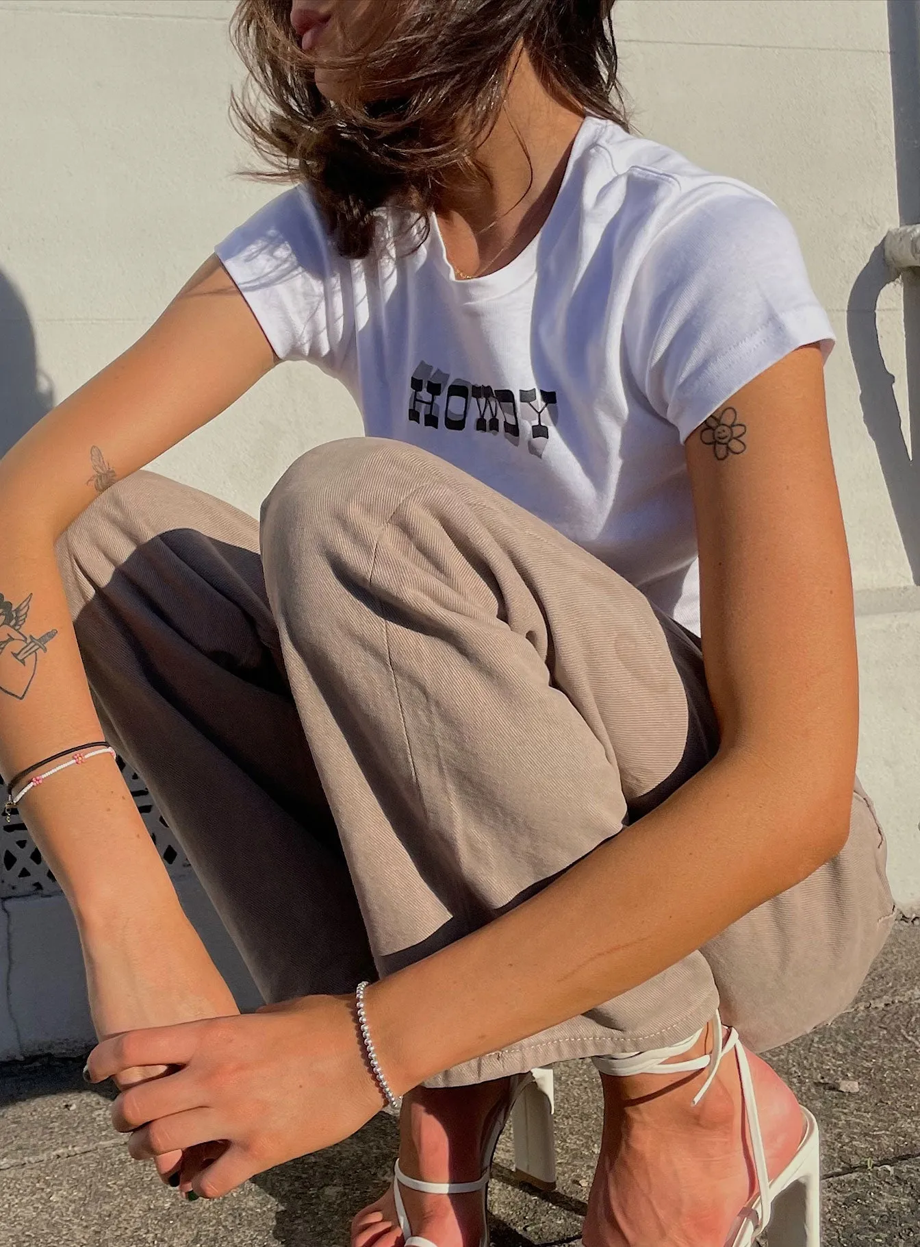 Hypoallergenic Textile Howdy Crop Tee White