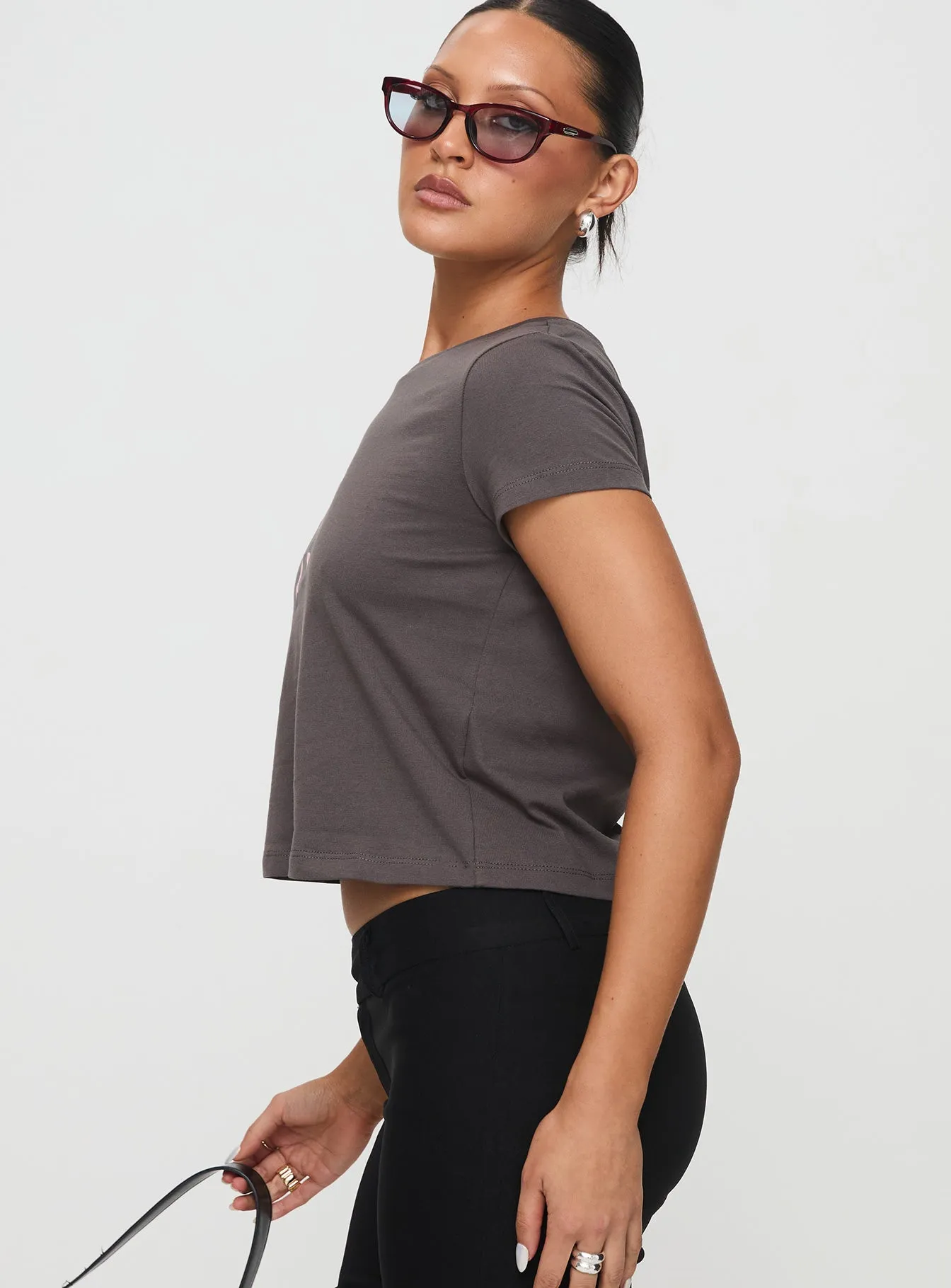 Polly Bow Tee Charcoal Fun Prints
