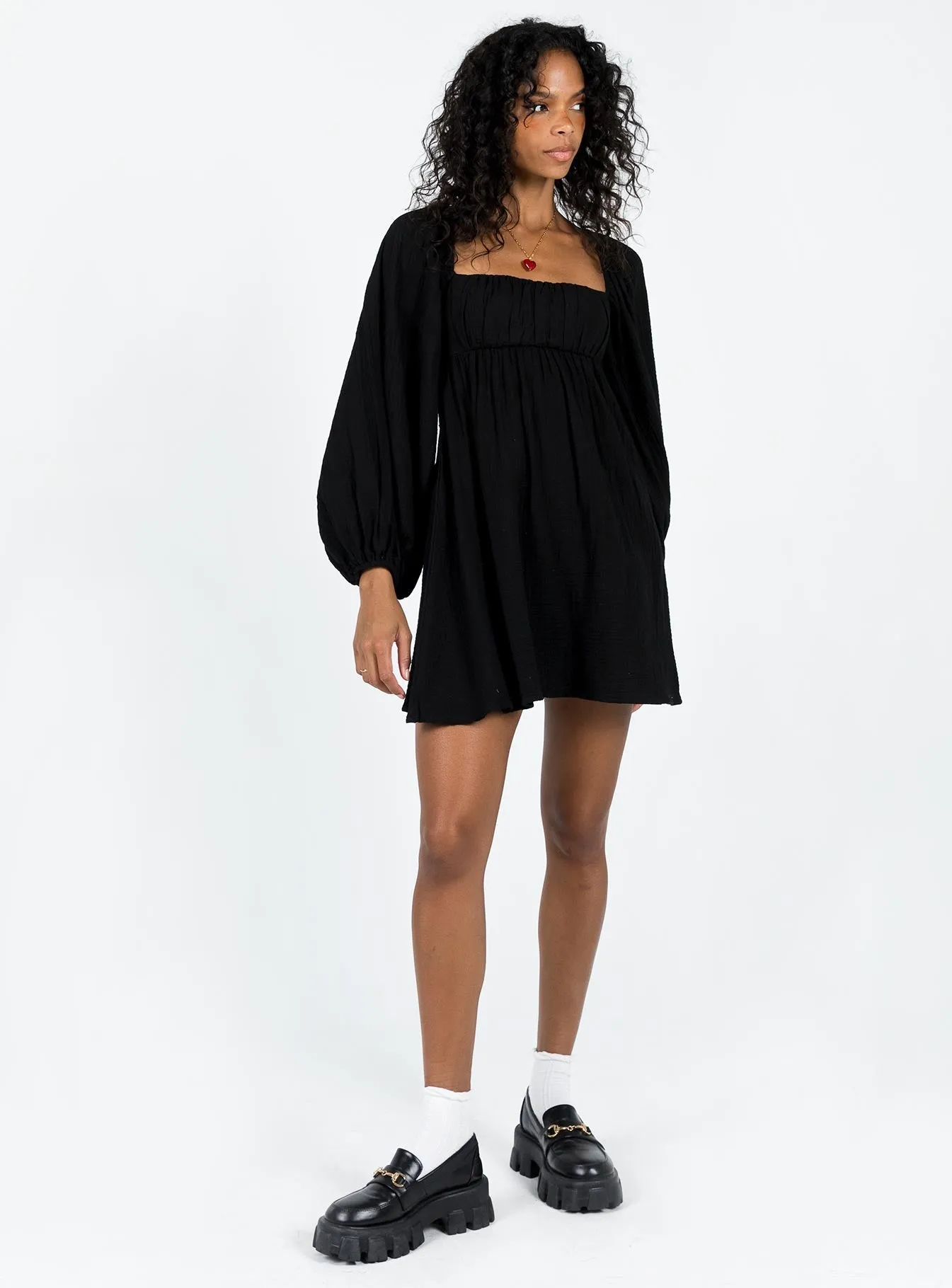 Let's Dance Mini Long Sleeve Dress Black Seam Free Edges