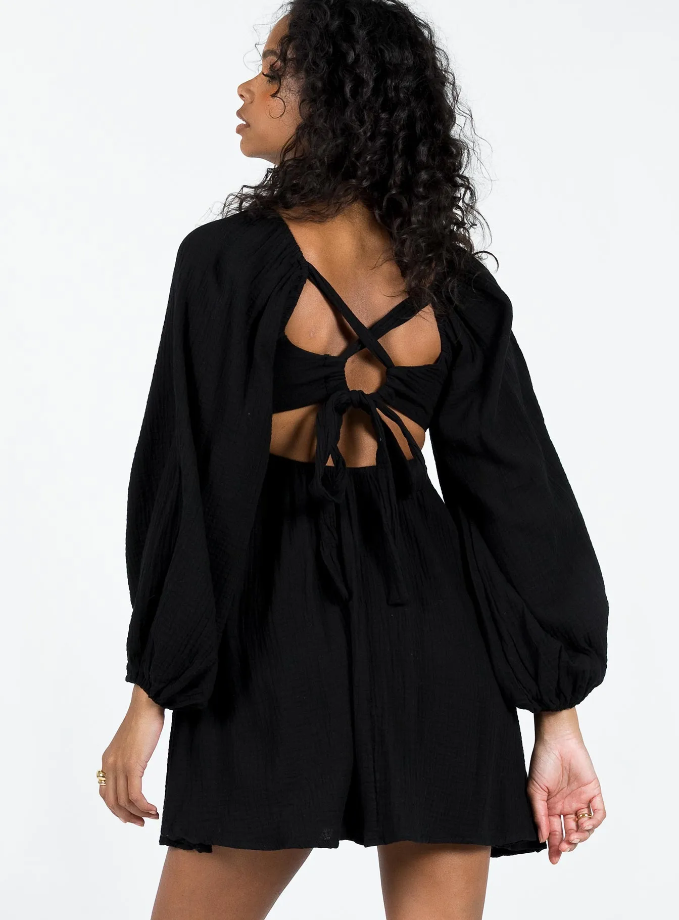 Let's Dance Mini Long Sleeve Dress Black Match Fast