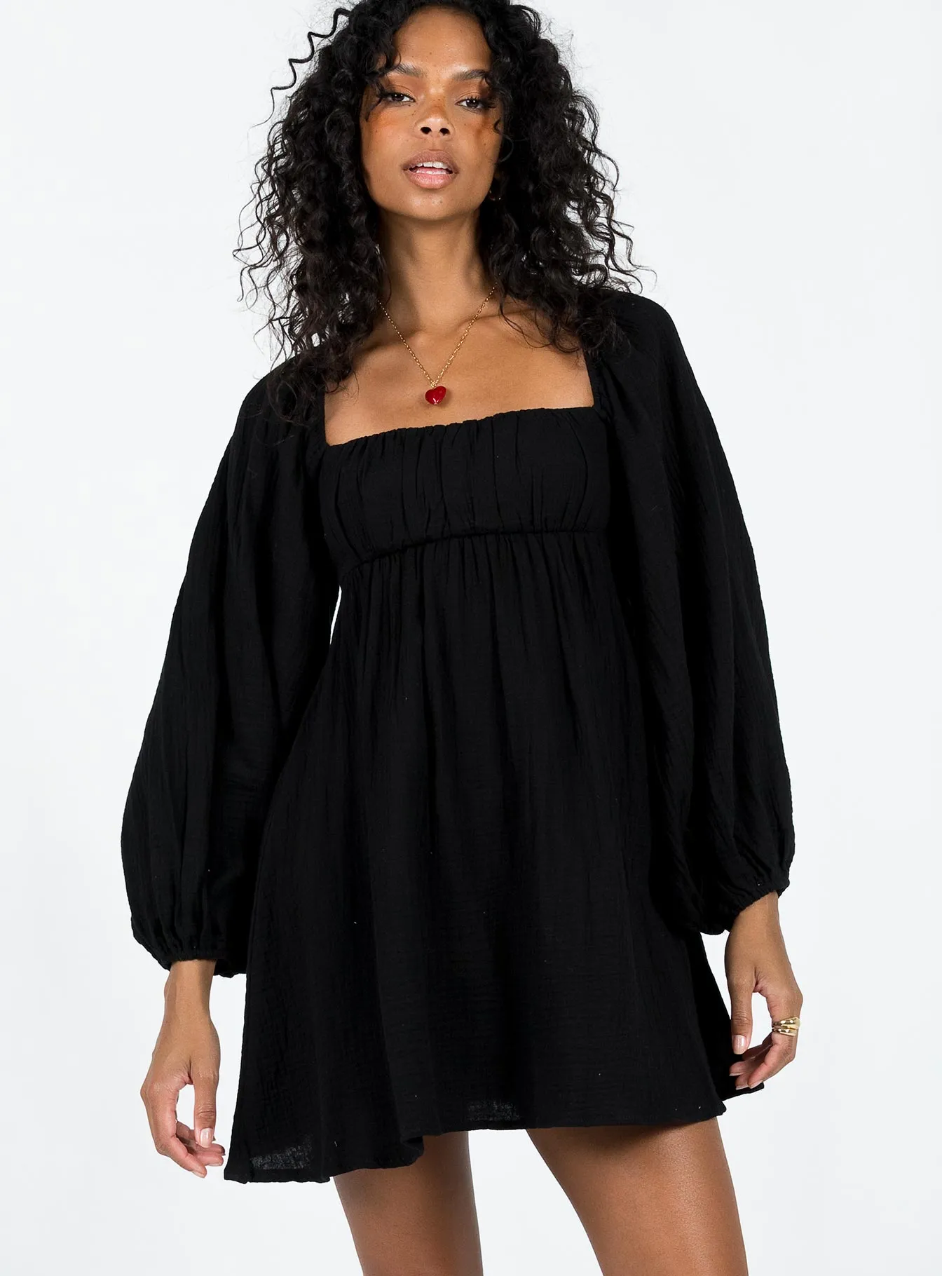 Light Reflective Bright sun dress Let's Dance Mini Long Sleeve Dress Black