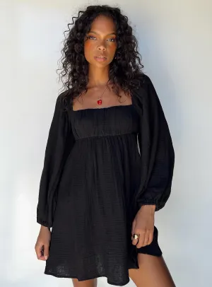 Trendy Fashion Let's Dance Mini Long Sleeve Dress Black