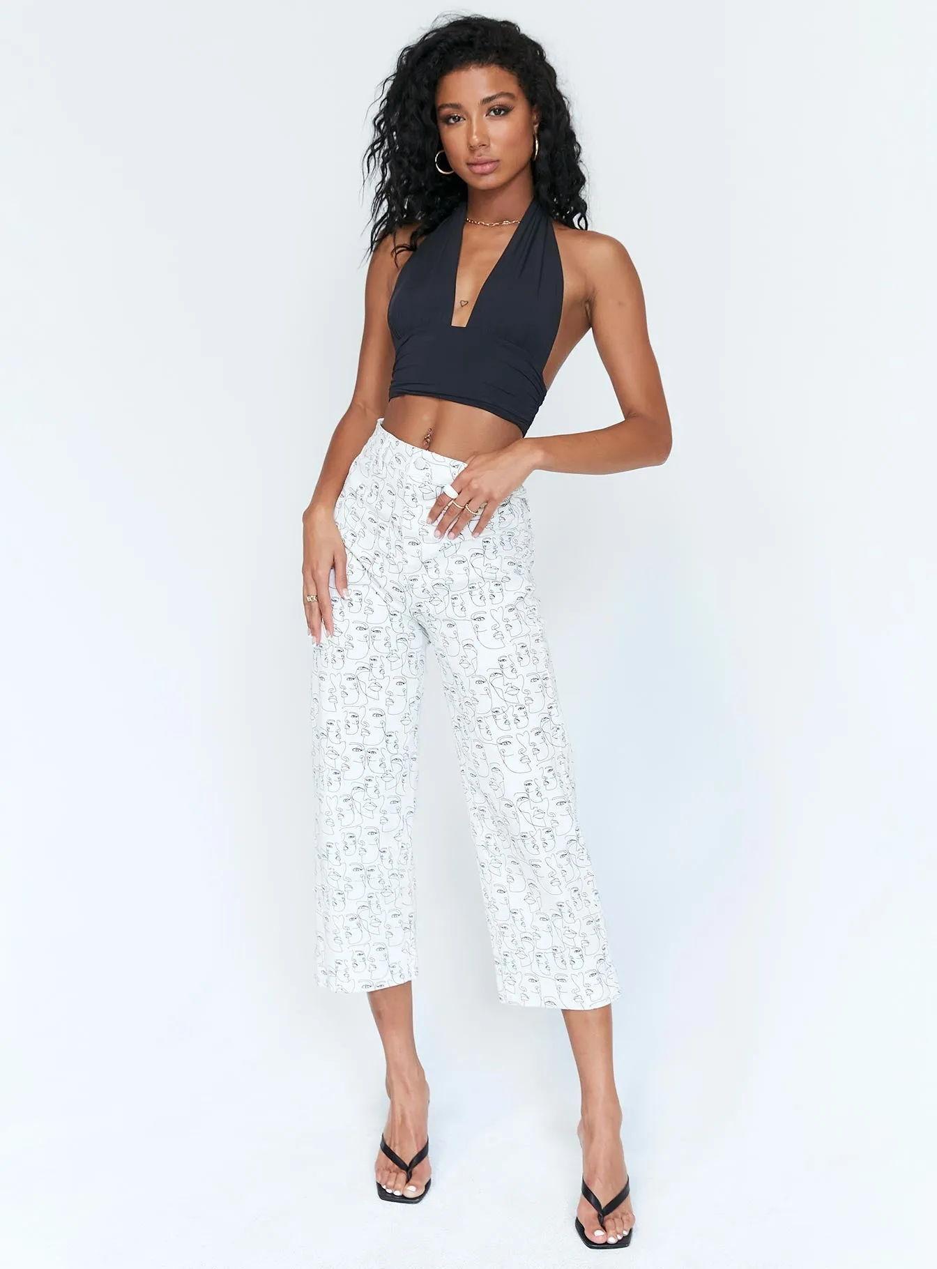 Nelly Wide Leg Face Print Pants White Weekend Warrior Festival Outfit Smooth