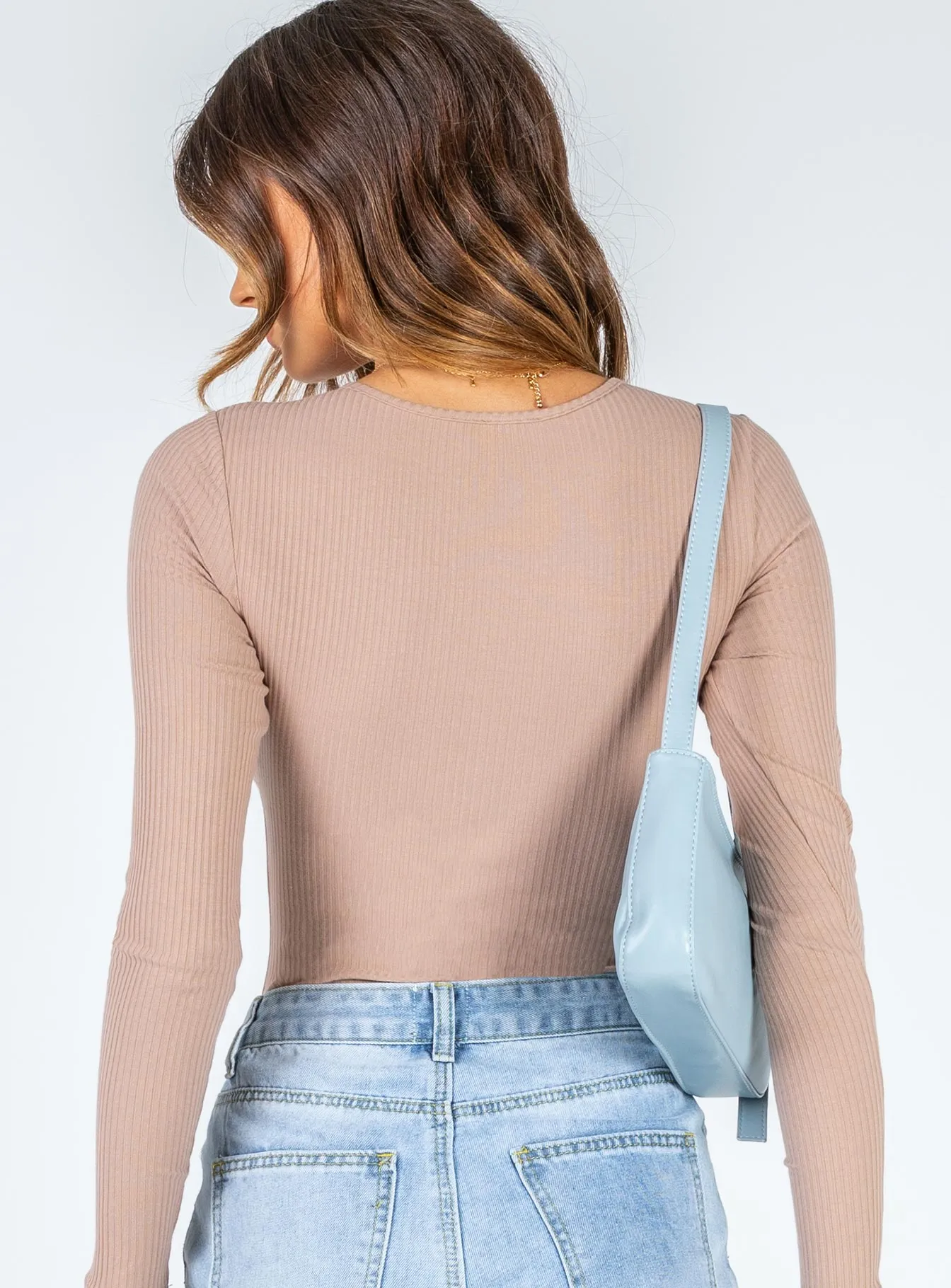 Moving Mountains Long Sleeve Bodysuit Brown Bold Charming